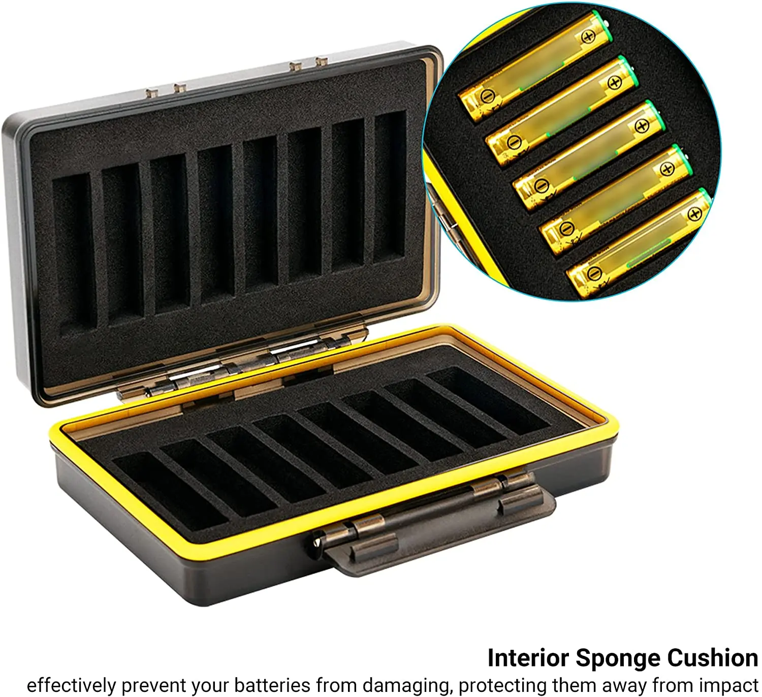 JJC AAA Triple A Battery Storage Case Holder Organizer Hard Plastic Battery Box for 16pcs AAA Triple A Batteries Water-resistant