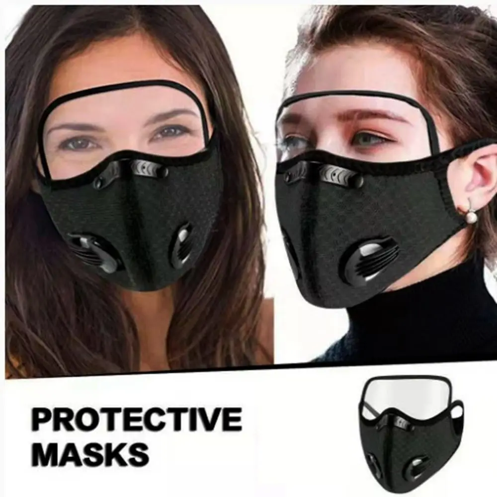 1PC Cycling Face Mask Activated Carbon Masks Anti Pollution Filter Breathing Valve Removable Protective Lens Outdoor Accessories