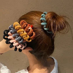 New Furry Phone Cord Hair Tie Chenille Telephone Wire Rubber Spiral Shape Gum Elastic Hairband Ponytail Holder Women Accessories