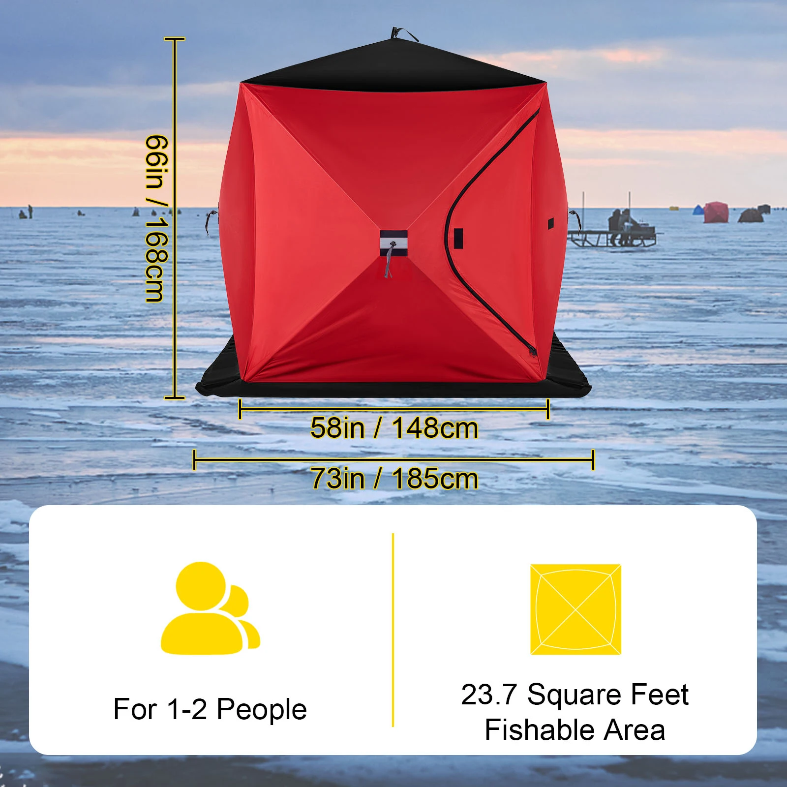 VEVOR tenda da pesca sul ghiaccio tenda da sole calda Pop-Up 2 persone tessuto Oxford impermeabile baldacchino antivento per la pesca invernale campeggio escursionismo