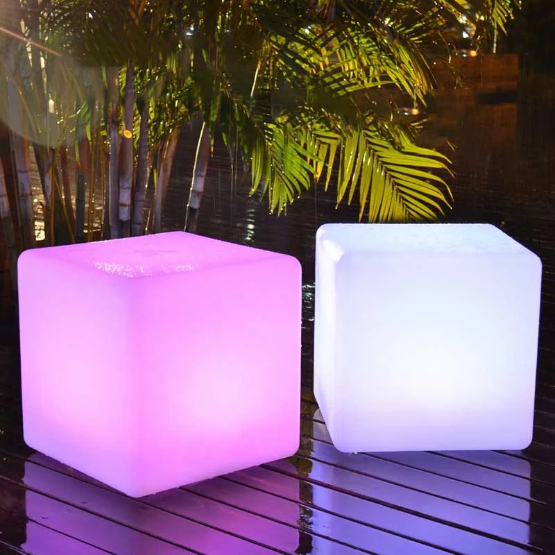 Rechargeable LED Cube Light RGB Wireless Hotel Decoration LED Furniture Waterproof Garden Glowing Stool Remote Control Chair