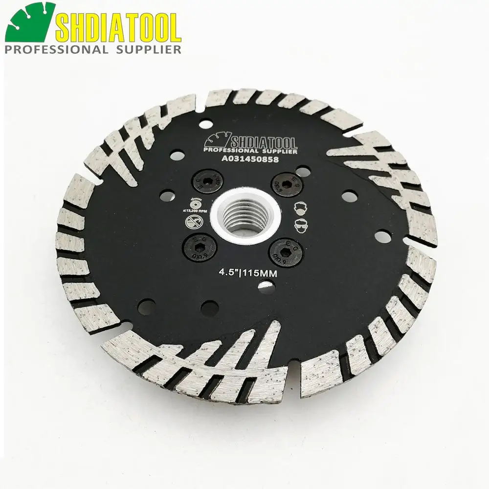 SHDIATOOL 2pcs 4.5" Hot Pressed Diamond Turbo Blade Slant Protection Teeth 5/8-11 FLANGE construction material Cutting Blades