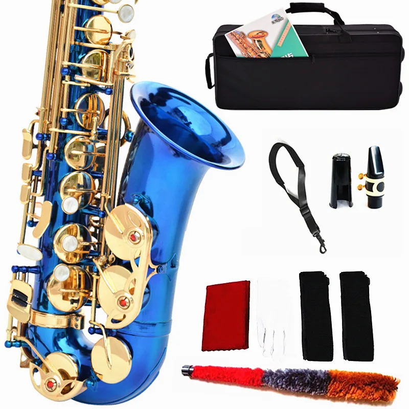 

Alto saxophone in E flat, blue and golden key of the sky, beginner saxophone