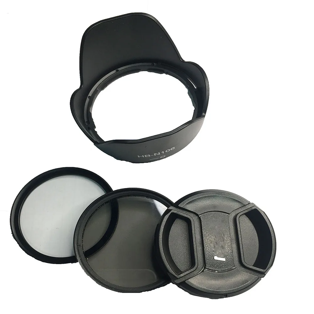 Foleto HB-N106 55mm UV CPL Lens Cap Lens Hood Filter Kit Petal Flower for nikon D3400 D3300 AF-P DX 18-55mm f/3.5-5.6G VR Lens