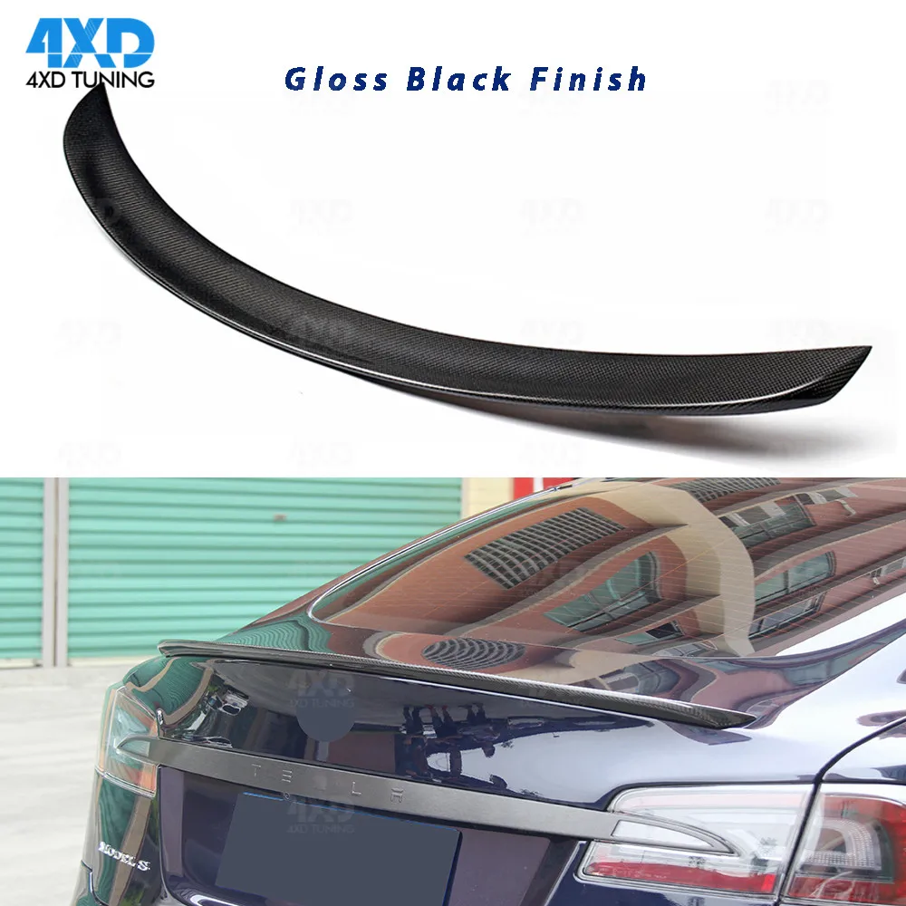 

Carbon Spoiler Gloss Black Finish For Tesla Model S Sedan Rear Bumper Trunk Lip Spoiler Wing 2012 2013 2014 2015 2016 2017 2018+