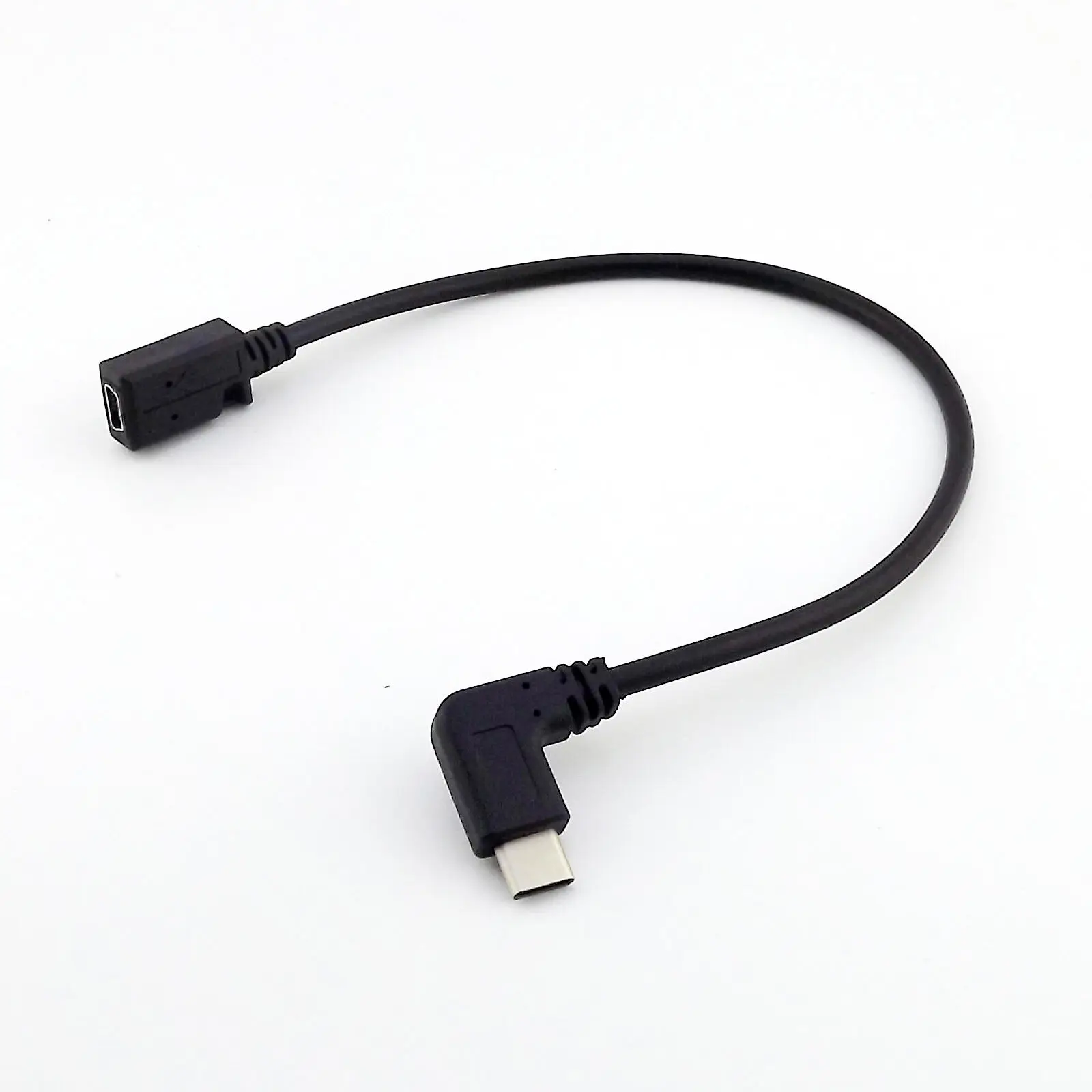 

1pcs USB 3.1 Type-C Angled Male to Mini USB Female Charging Data Sync Cable Cord 25cm