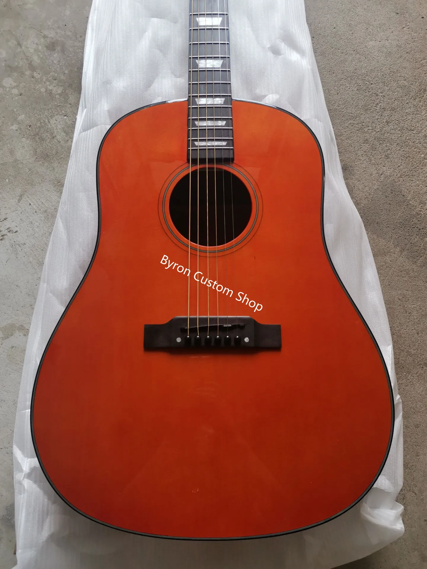 

free shipping J45 style custom guitar shop orange acoustic guitar slope shoulder professional 6 string guitar