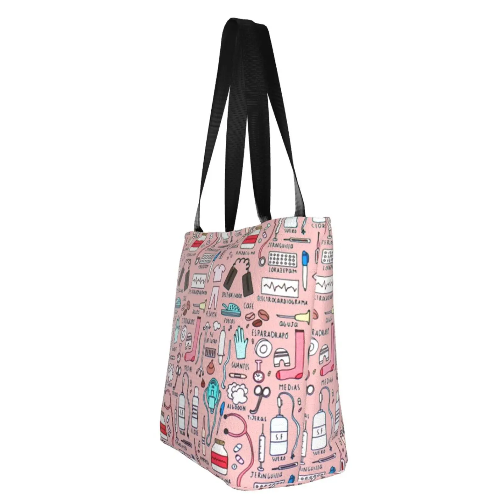 Cute Cartoon Nurse Pattern Woman Large Shopper Tote Bags Foldable Eco Female Travel Handbags High Quality Shopping Shoulder Bags