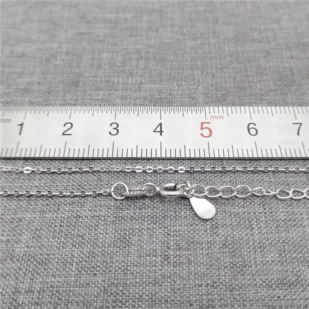925 Sterling Silver Hammered Cable Chain Necklace w/ Rhodium Plated 1.2mm 18 Inches