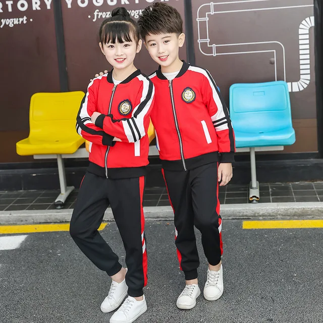 Spring and autumn children's sportswear two-piece primary school uniforms class uniforms boys and girls long-sleeved spring and