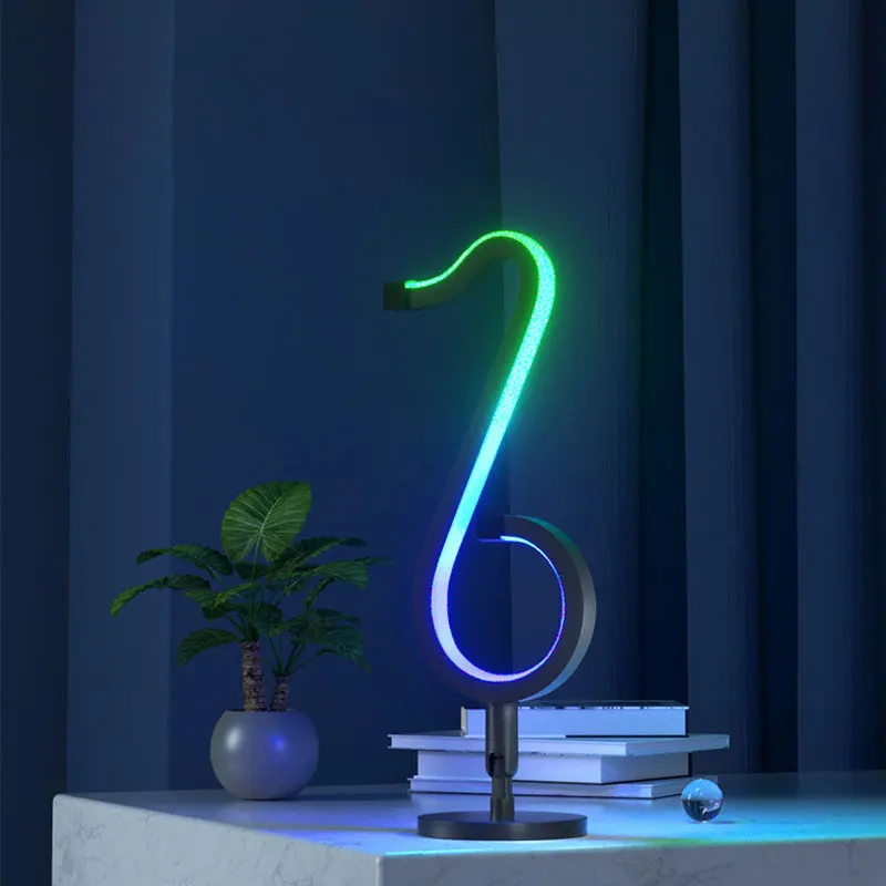 Lámpara de mesa Symphony RGB con nota Musical, luz nocturna para sala de estar, lámpara de noche para dormitorio inteligente con control remoto, nueva