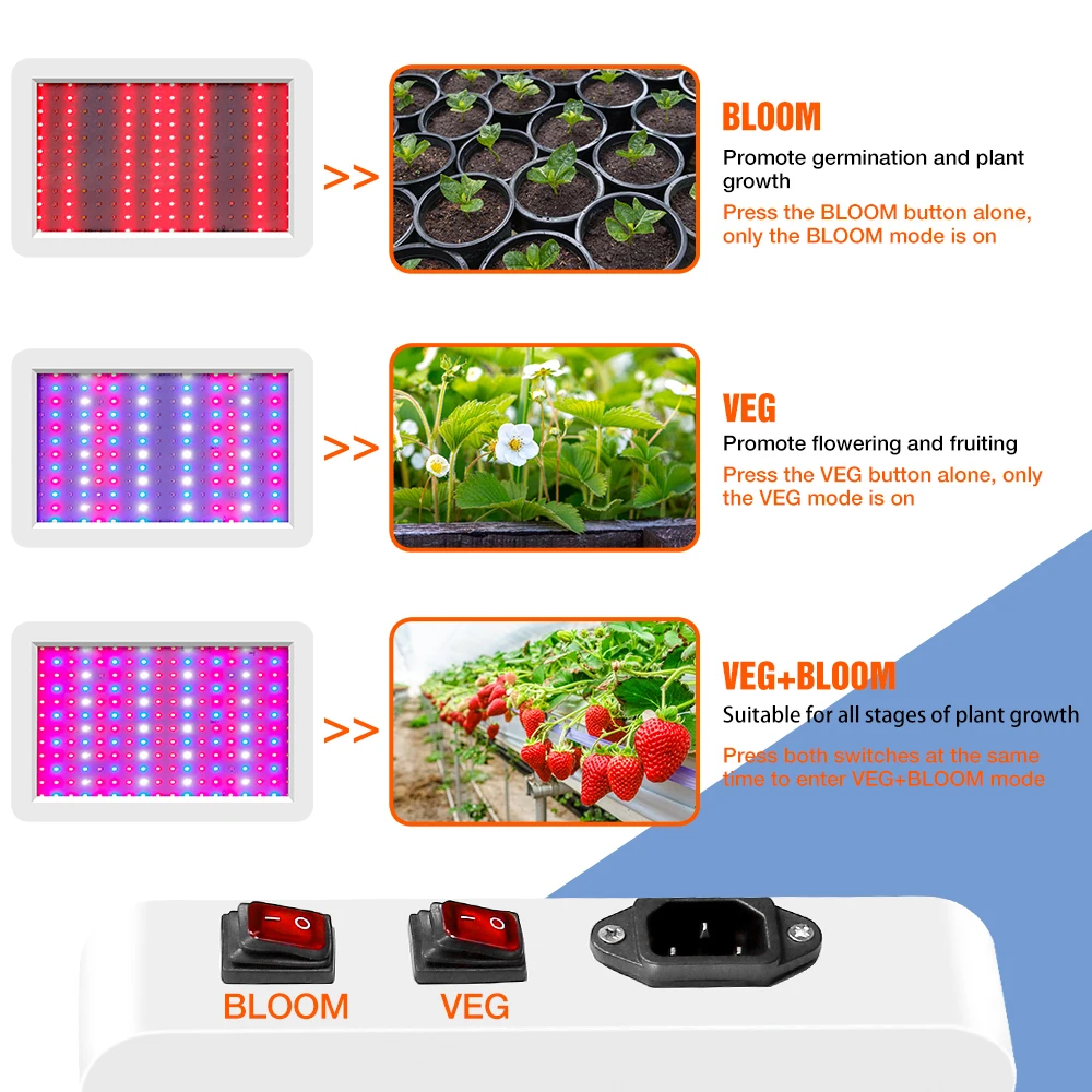 BiaRiTi Plant Light LED Full Spectrum Phyto Grow Lamp 300W 500W Indoor Flower Growing Tent LED Hydroponics Seedling Fito Lights