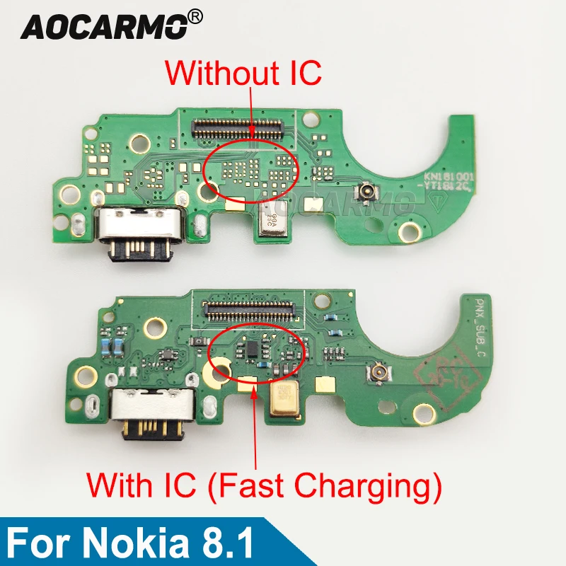 

Aocarmo For Nokia 8.1 USB Charger Dock Fast Charging Port Connector Mic Microphone TA-1131 X7 Flex Cable Circuit Board