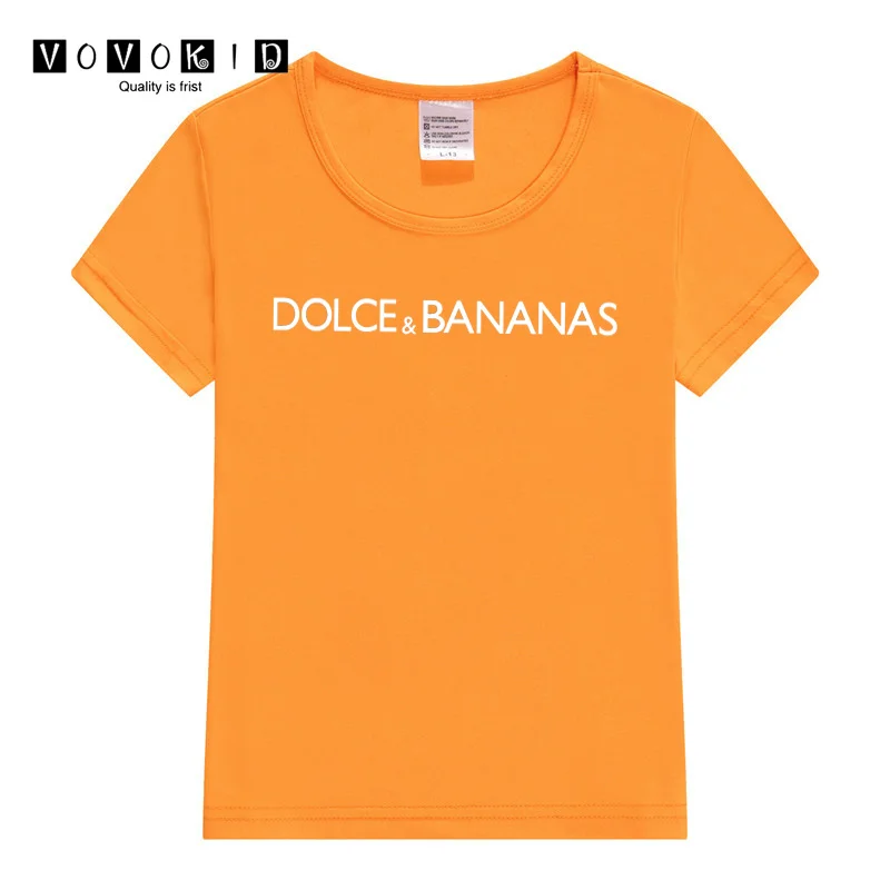 Dolce Bananas Sweet Girls Little Funny Streetwear T-shirt Boy Chlidren Summer Top Baby Cartoon Shirt,Drop Ship