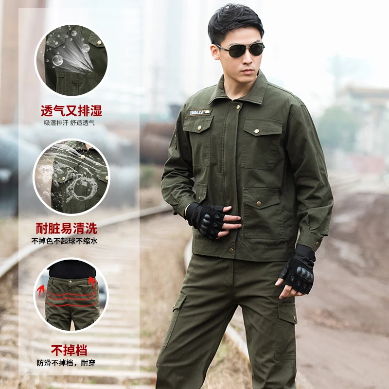 Suit Men\'s Welding Site Auto Repair Wear Dirt Resistant Labor Protection Suit Single Coat Overalls Security Engineering Uniform