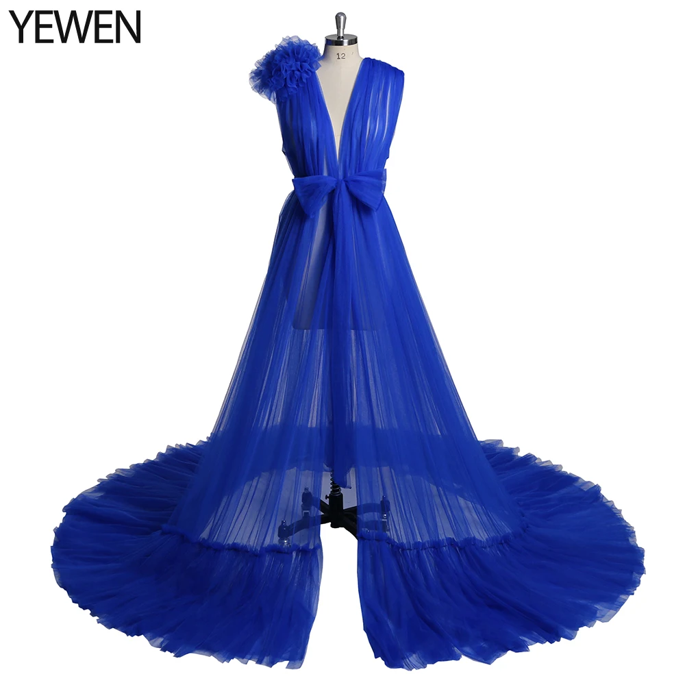 

Long Sleeve See Though Evening Dress Without Lining for Photoshoot Flowers Evening Gown Prom Dress