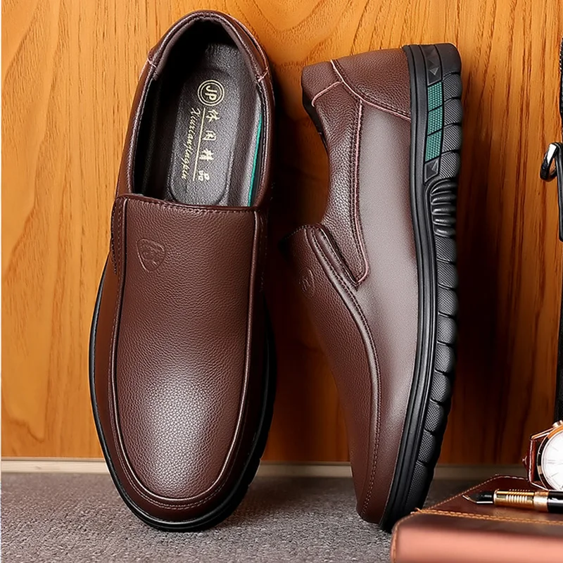 Genuine Leather Shoes Men Brand Footwear Non-slip Thick Sole Fashion Men\'s Casual Shoes Male High Quality Cowhide Loafers