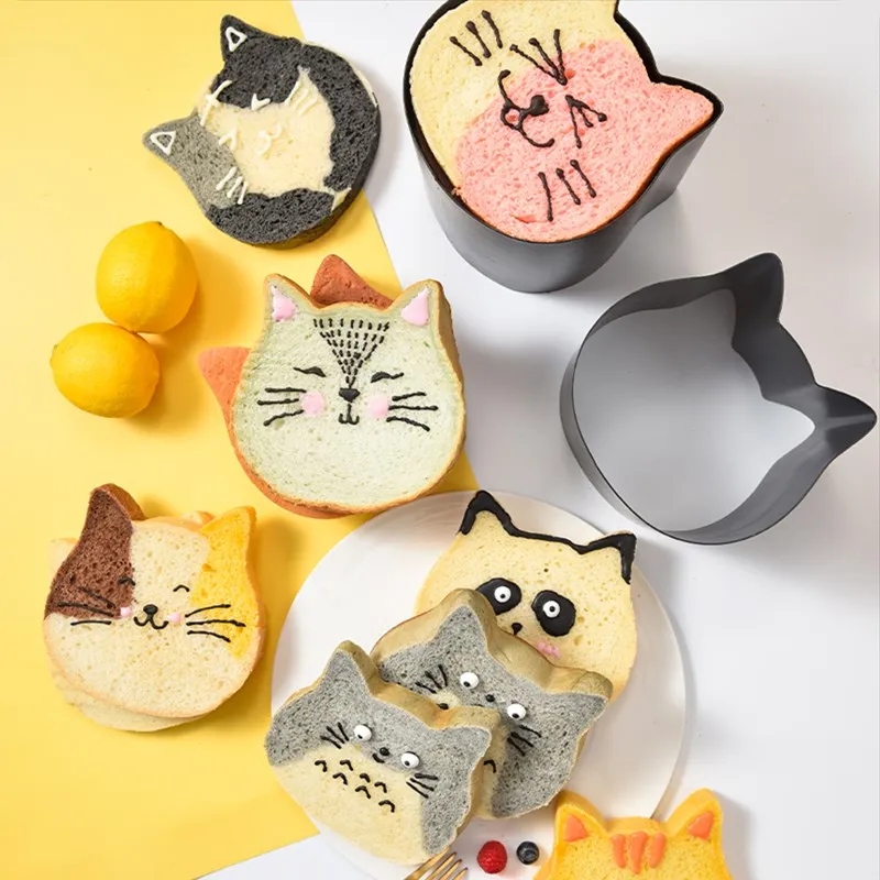 Cat toast mold non-stick cat head suitable for about 280/600g dough mold baking cute cat shape toast box dessert making tool