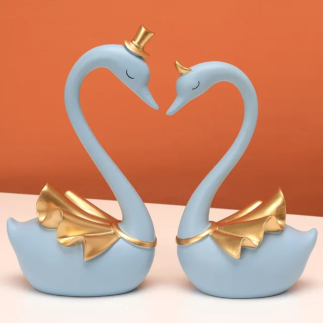 

European Couple Swan Resin Ornaments Wedding Gifts Home Livingroom Desktop Furnishing Crafts Store Bookcase Sculpture Decoration