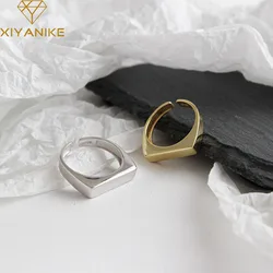 XIYANIKE anelli di apertura Color argento coreano semplice rettangolo geometrico gioielli fatti a mano accessori da sposa per le donne regalo