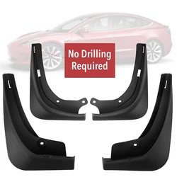 Mud Flaps For Tesla Model 3 2021 - 2023 Accessories Guard Fender Front Rear Wheel Mudguard Carbon Fiber ABS No Drilling Required