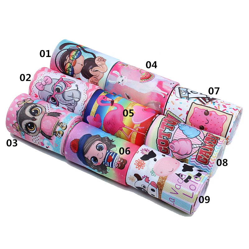 (50 yards/lot) Free shipping  22mm 25mm 38mm cartoon and animal printed baby ribbon