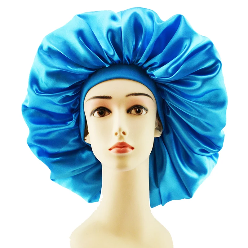 Wholesale 6PCS Extra Large Adult Women Layer Hair Bonnet Satin Elastic Turban Wrap Hair Loss Hat Silk Night Sleeping Cap