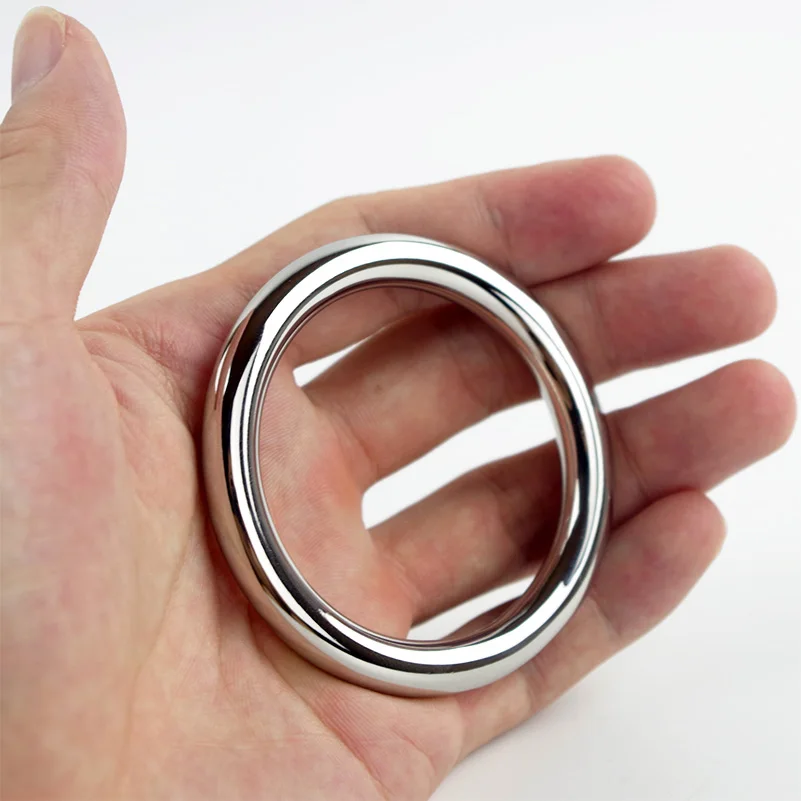 Stainless Steel Cock Ring Round 40/45/50mm Time Delay Cock Rings Male Sex Toys Penis Rings  Sex Products