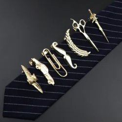 Men's Neck Tie Pin Clips Golden Business Unique Fashion Style Wedding Necktie Wear Man Fathers Gifts Practical Clasp 24 Designs