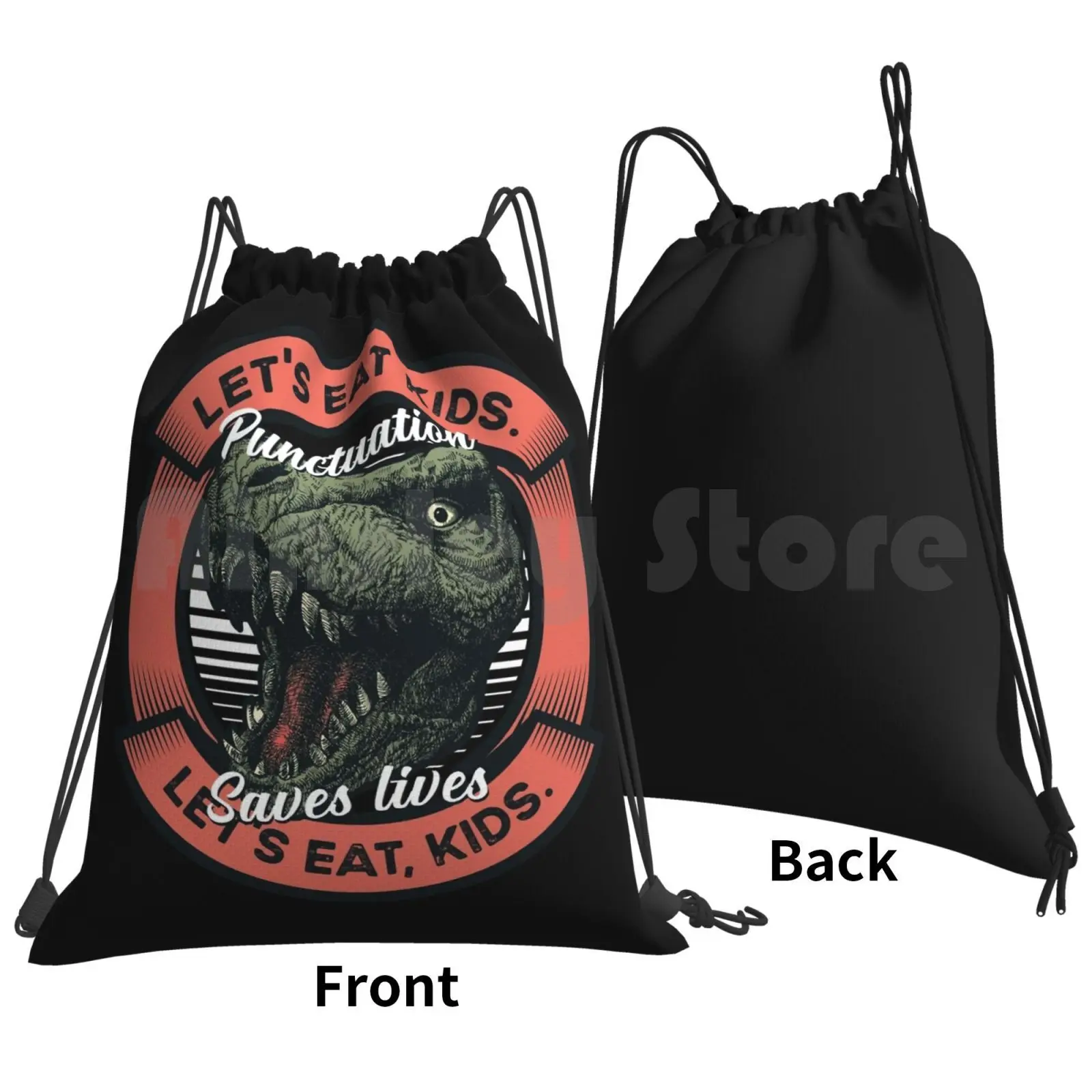 Let's Eat Kids-Let's Eat , Kids-Punctuation Saves Lives Backpack Drawstring Bag Riding Climbing Gym Bag Lets Eat Kids