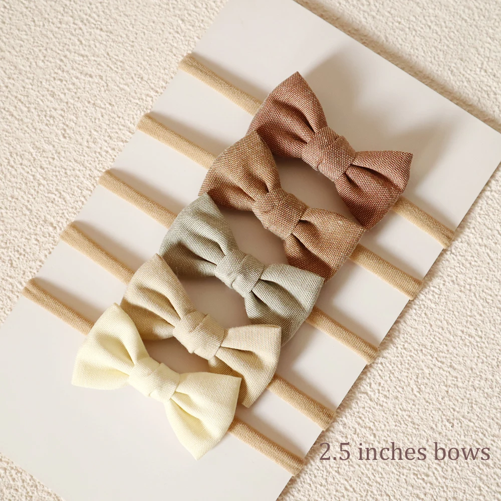 5Pcs/Lot Newborn Baby Nylon Headband 3 inches Jacquard Bows Girls Hairbands Cotton Soft Children Headbands cute Hair Accessories