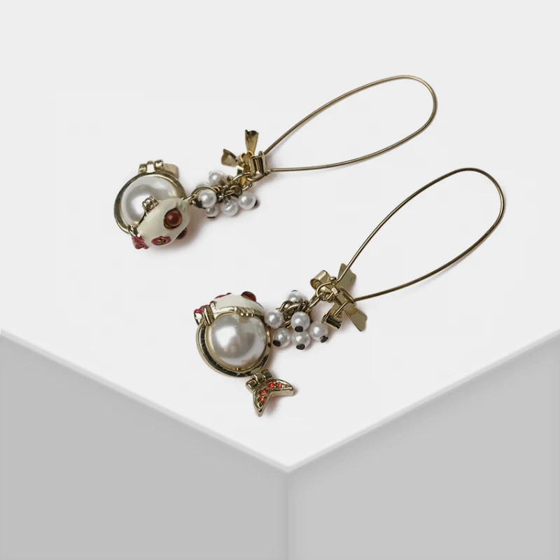 Amorita boutique Retro artificial pearl fish drop earrings