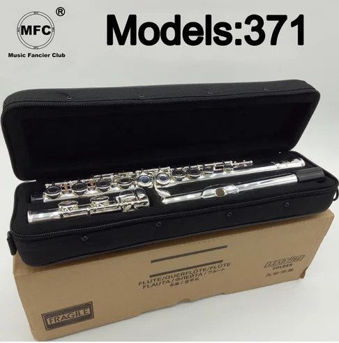 

Free Shipping Flute 371 Silver Plated Professional Flute Instrument Intermediate Student Flutes C Leg 16 Holes Closed E Key