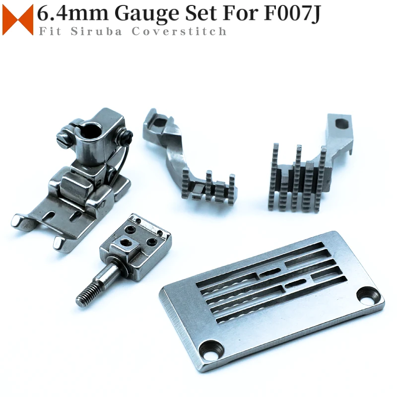 6.4mm Gauge Set For Siruba F007J Flatbed Interlock Coverstitch Sewing Machine Needle Plate E5827 Presser Foot P5117-A