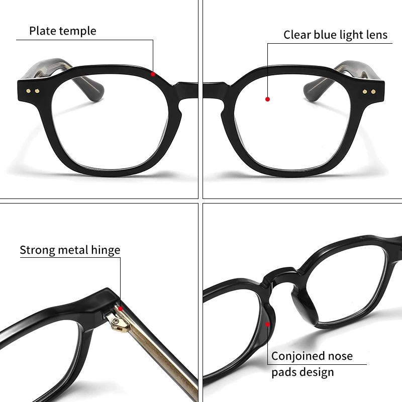 GCV Acetate Johnny Depp-Gafas de ordenador para hombre y mujer, lentes transparentes redondas con bloqueo azul, 2022