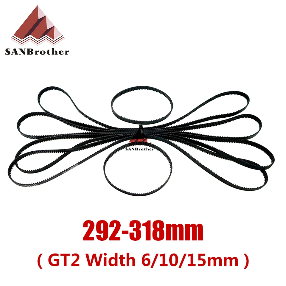 

3D Printer Parts GT2 Closed Loop Timing Belt Rubber 2GT 6mm292 294 296 298 300 302 304 306 308 310 312 314 316 318mm Synchronous