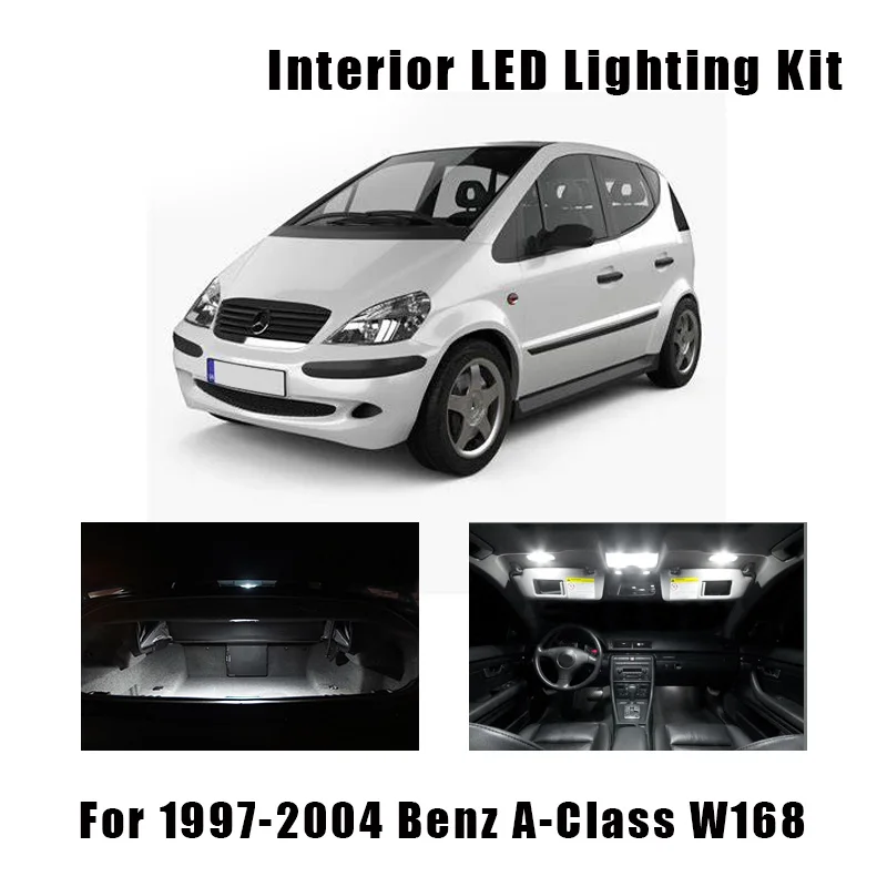 10pcs Canbus LED Interior Map Dome Light License Plate Lamp Kit For Mercedes Benz A Class W168 1997-2004 Reading Ceiling Light
