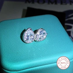 925 Sterling Silver High Quality Hearts And Arrows Inlaid AAA Zircon Water Drop Earrings For Ladies Party Birthday Jewelry Gifts