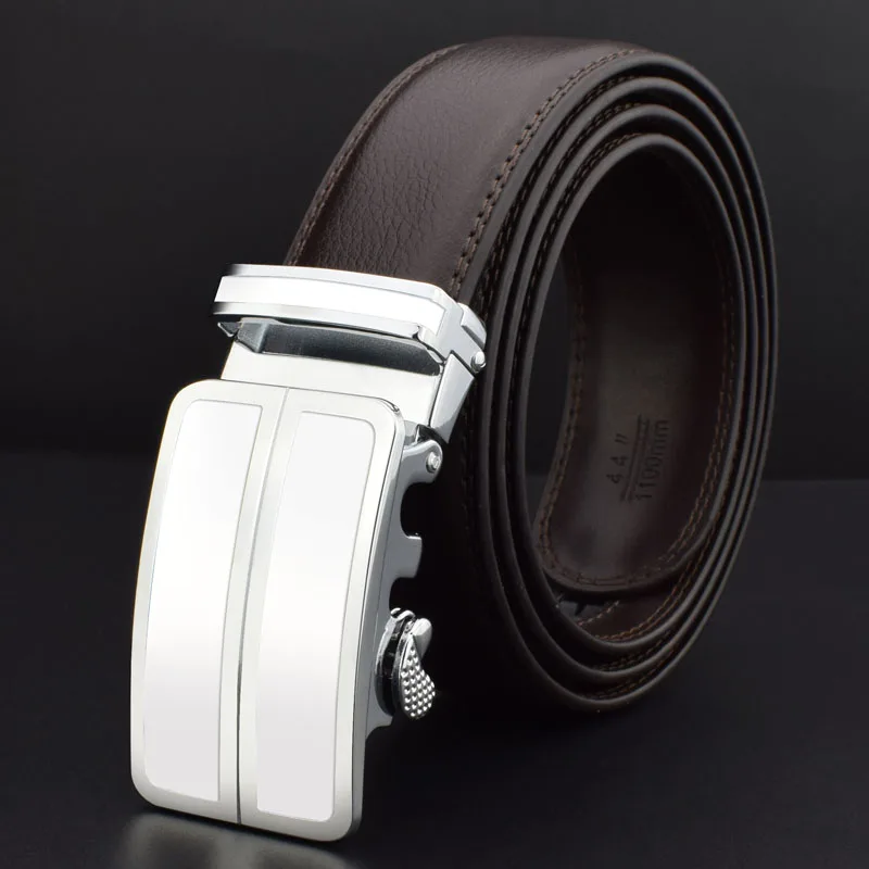 High Quality 3.5cm Automatic Buckle belt men Waist Strap fashion genuine leather white Grain designer Waistband