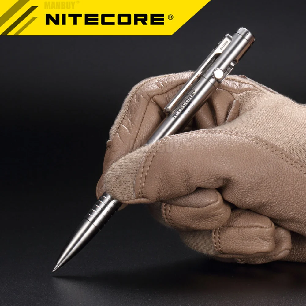 Authentic Nitecore NTP30 Bolt Action Tactical Pen Self-defense Titanium Alloy Tools Ergonomically Tungsten Steel Tapered Tip