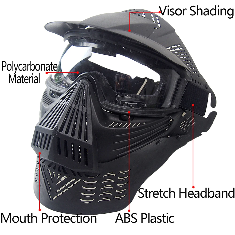 Tactical Paintball Full Face Mask Outdoor Field Hunting Equipment Military Combat Airsoft Shooting Goggles Protective Mouth Mask