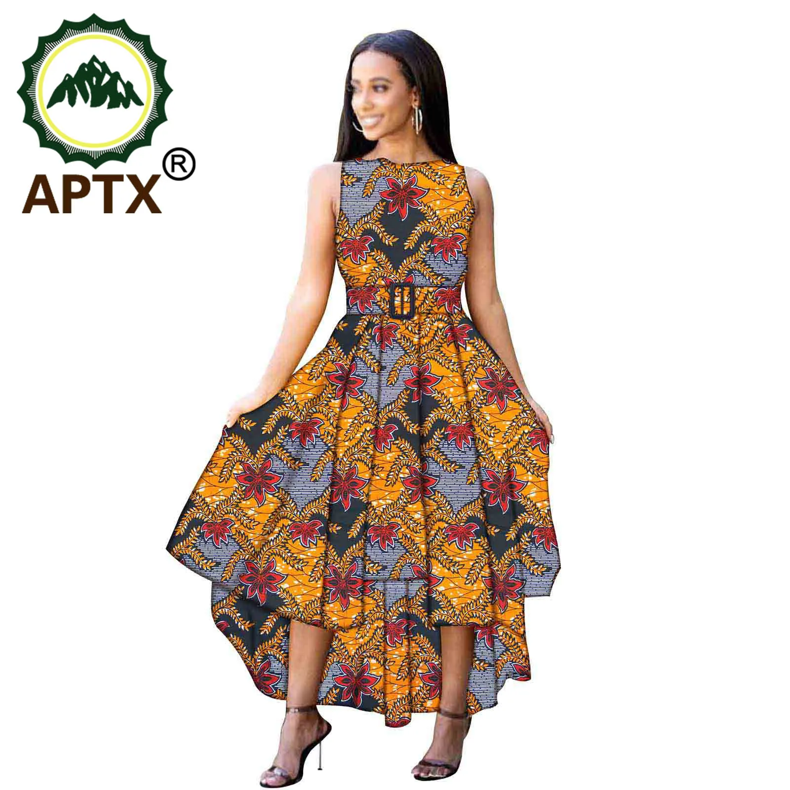 African Clothing For Women Floor length Ankara Style Floral Skirt Wax Pure Cotton Crew Neck Sleeveless African Elegant Princess