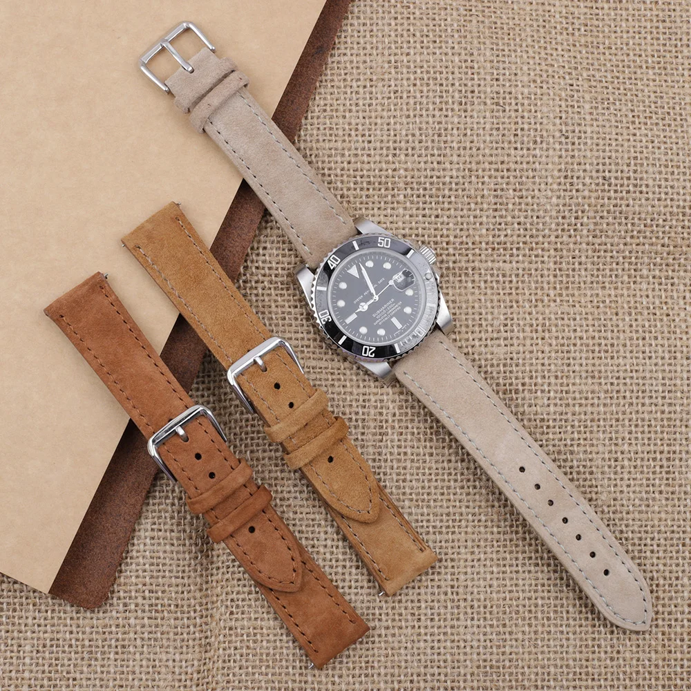 

Genuine Suded Leather Watch Band 18mm 20mm 14mm 16mm 22mm Women Men Watch Accessories High Quality Watchstarps