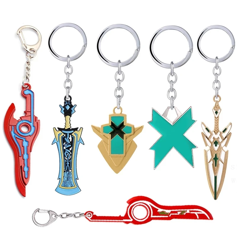 Game Xenoblade Chronicles 2 Key chains Metal MONADO Pyra Mythra Sword Rex Core Chaveiro Keyrings car Key Chain Jewelry