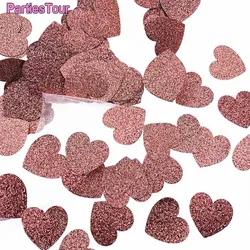 100Pcs 3cm oro rosa cuore a forma di stella tavolo Confetti matrimonio Glitter carta coriandoli regali scatola riempitivo forniture per feste di compleanno