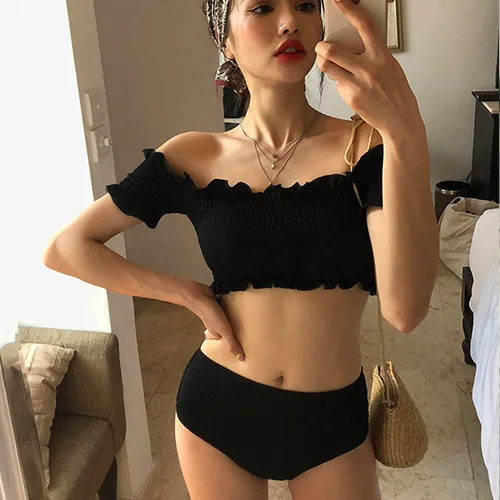 

2021 New Summer Swimwear Women Sexy Beach Swimsuit Two Piece Set Solid Swimwear Split Swimsuit Surfing Beachwear