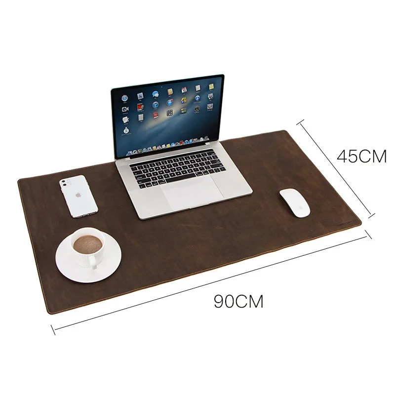 Grand tapis de bureau en cuir, rétro, isolant thermique, confortable, pour ordinateur portable, antidérapant