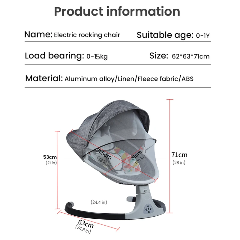 LazyChild Baby Electric Rocking Chair Newborns Sleeping Cradle Bed Child comfort chair reclining chair for baby 0-3 years old