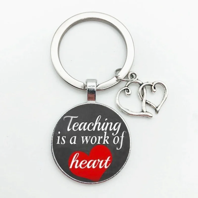 Gift for The Teacher Day Keychain The Best Teacher Present Cut Car Key Chain Ring Holder for Men and Women Jewelry