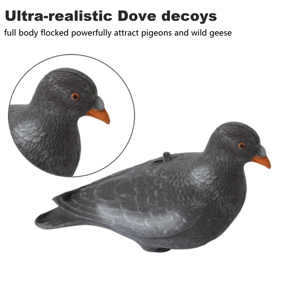1/3/6PCS  Fake Bird Hunting Realistic Full Body Flocked Pigeon Decoy 12 inch Dove With Stick Pegs Garden Bird Deter Scarer Pest